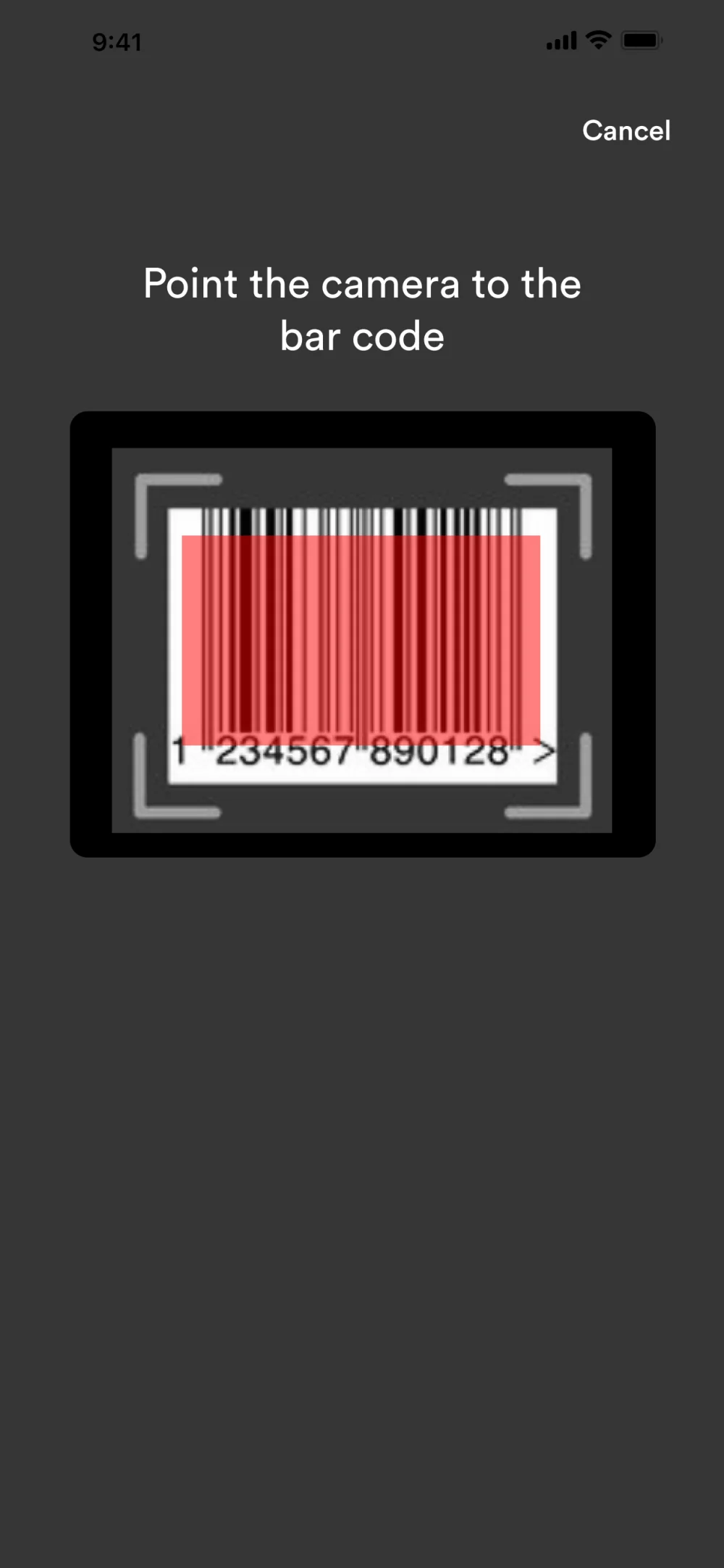 Camera view scanning a part’s barcode